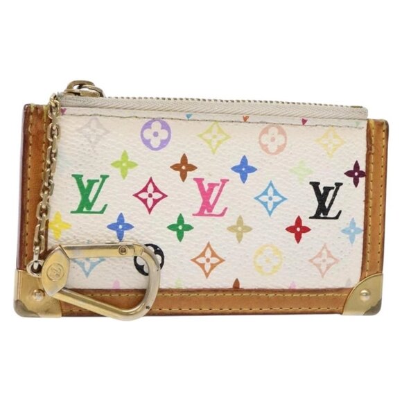 LOUIS VUITTON Multicolor Pochette Cles Coin Purse White - Picture 1 of 15